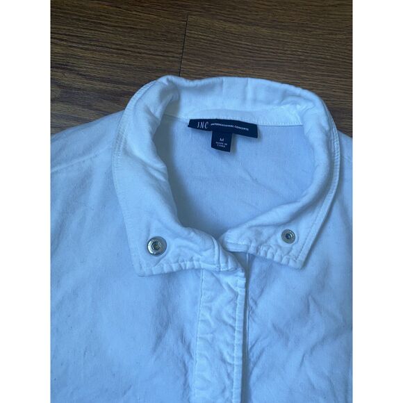 White Cropped Sheer Lace Bomber Jacket Size M - Picture 3 of 7